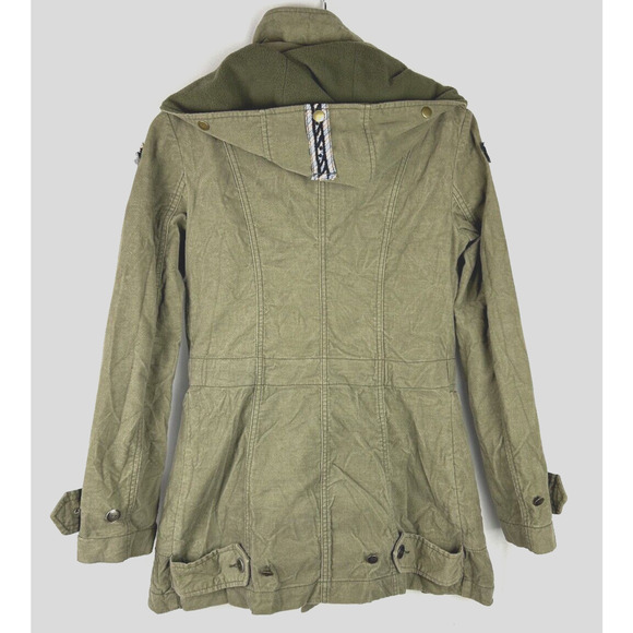 Free People Military Velour Jacket Women's Size 4 Army Green Sequin Patchwork - Picture 2 of 5